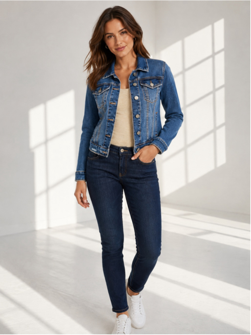 Falls Creek Distressed Denim Jacket – Women’s Size Small – New With Tags
